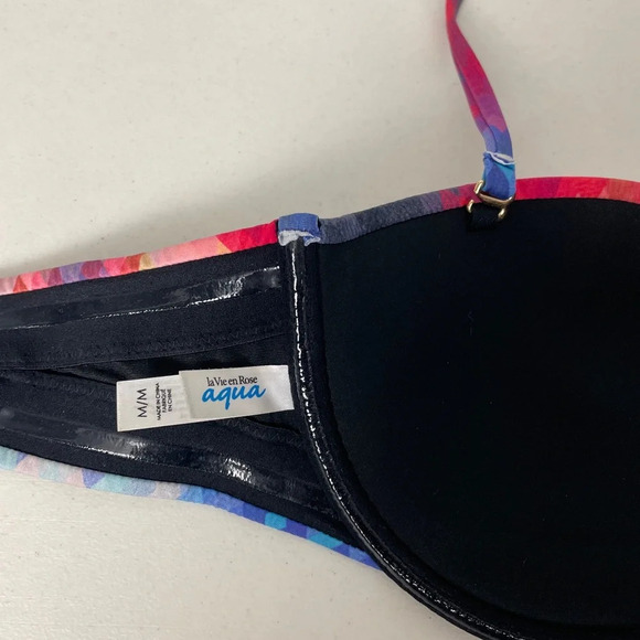 La Vie en Rose Aqua Bikini Top Size Medium Multi Colour Print Abstract - Picture 6 of 8